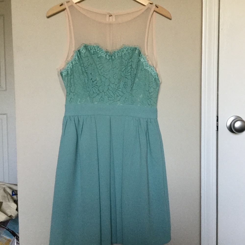 Modcloth Mint Green Floral Lace Dress with POCKETS
